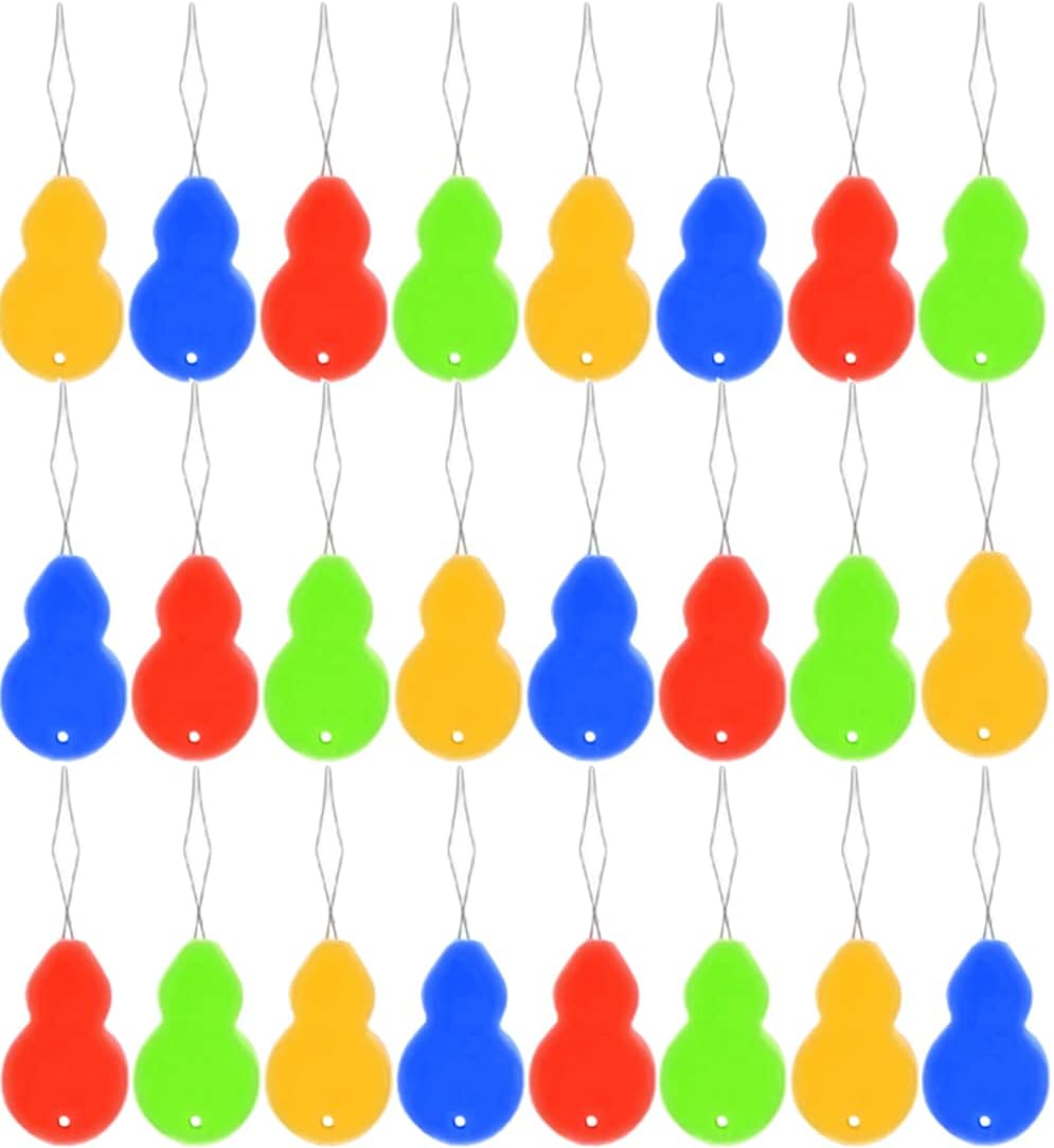 32 Pcs Colorful Gourd Shaped Needle Threaders, Plastic Wire Loop DIY Needle Threader Hand Machine Sewing Tool for Sewing Crafting, Knitting Craft, Quilting, DIY Art (32 Pcs Gourd)
