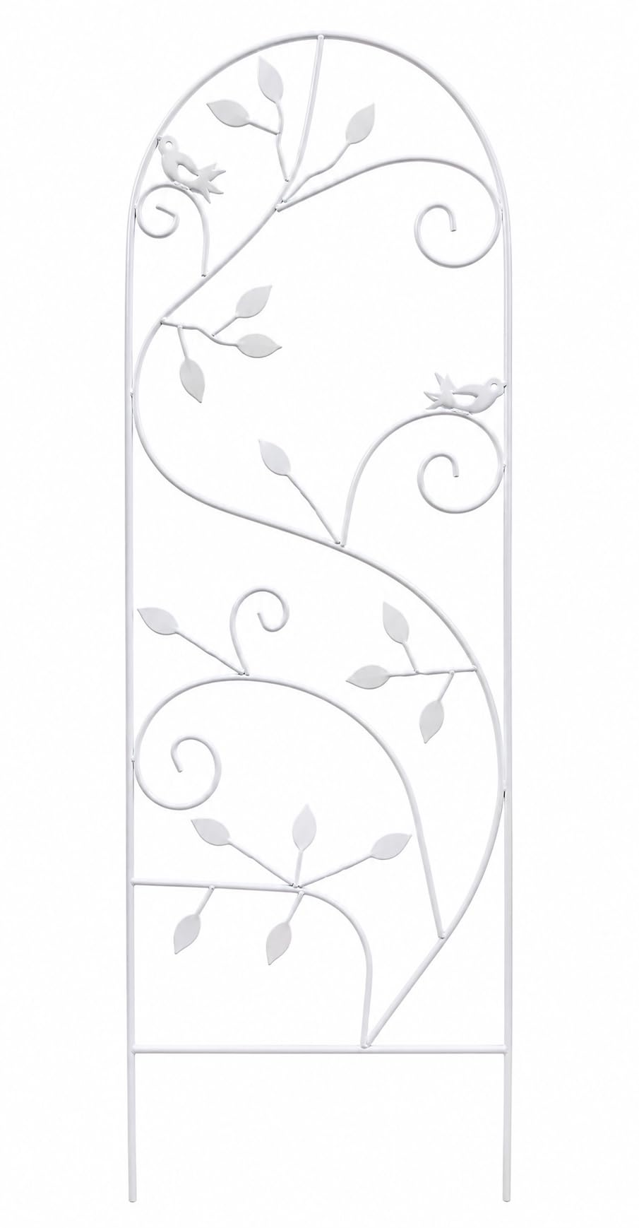 Metal Garden Trellis, 120 x 40 cm, Bird & Vine Design Panel, Rustproof Plant Support Frame (NT-White)-picture-19