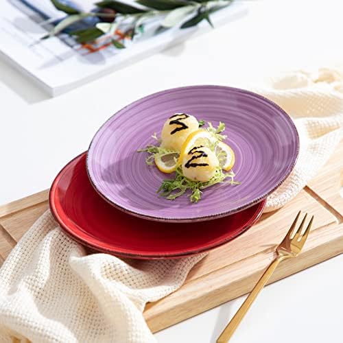 vancasso Bonita Multicolour Dessert Plate Set of 6, Handpainted Side Plate in Rustic Look Tableware, 7.4 inch Side/Salad/Fruit/Snack Plate(19 * 19 * 2.2cm)