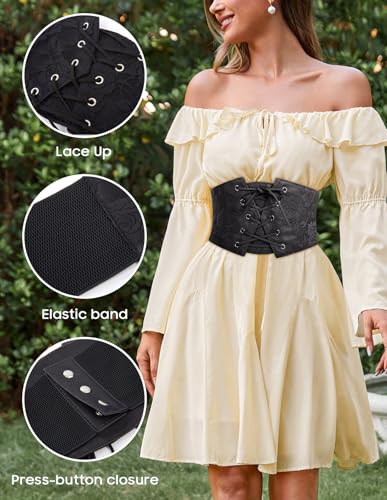 GRACE KARIN Women's Elastic Stretch Corset Waist Cincher Belt Pirate Corset Black XXL2