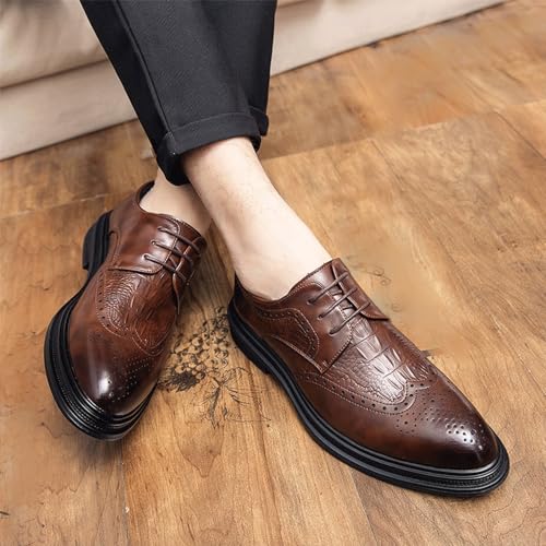 Dress Shoes for Men's Lace Up Patent Leather Non Slip Rubber Sole Block Heel Low Top Outdoor Business3