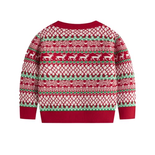 Image of Ugly Christmas Sweater Kids Girls Boys Reindeer Snowflake Knitted Xmas Holiday Pullover Sweater 2-9 Years Old