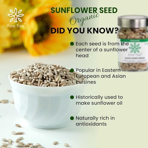 Image of Pure Tree Certified Organic Sunflower Seeds | 175 g | Glass Jar | Surajmukhi ke Beej | Raw Sunflower Seeds | Organic Seeds for Eating Rich In Healthy Fats & Fiber