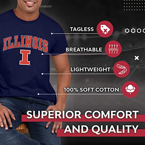 Campus Colors Adult Arch & Logo Soft Style Gameday T-Shirt (Illinois Fighting Illini - Blue, Medium) #TOP3