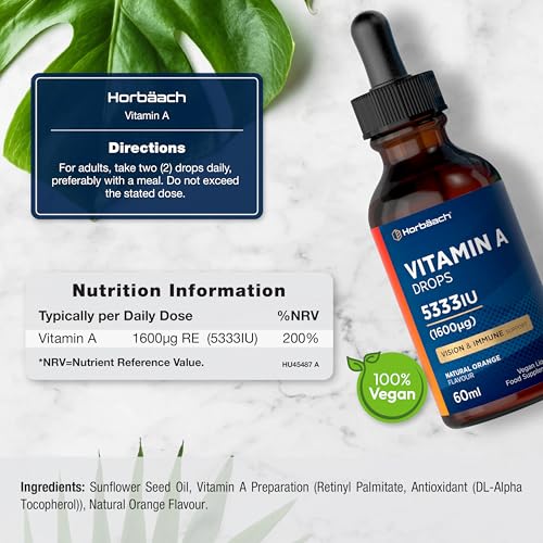 Vitamin A Supplement 5333 IU | 60ml Vegan Liquid Drops | High Strength Retinol Food Supplement | by Horbaach - Image 4
