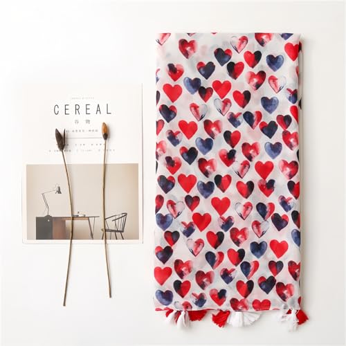 Red Love Heart Scarf Wraps and Shawls with Tassels for Women Fashion Scarves for Spring Summer Fall Winter4
