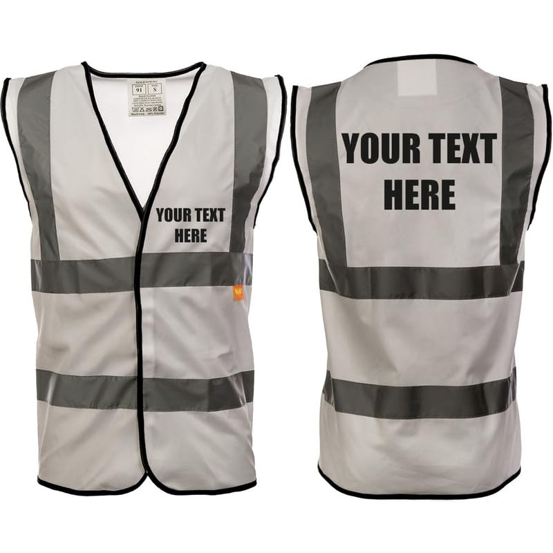 Hi Vis Vests - Personalised Hi Vis Vest Made of Durable Polyester- High Vis Vests with Reflective Vinyl Banding for Safety - White High Visibility Vest by Brook Hi Vis, XX Large 48-50”