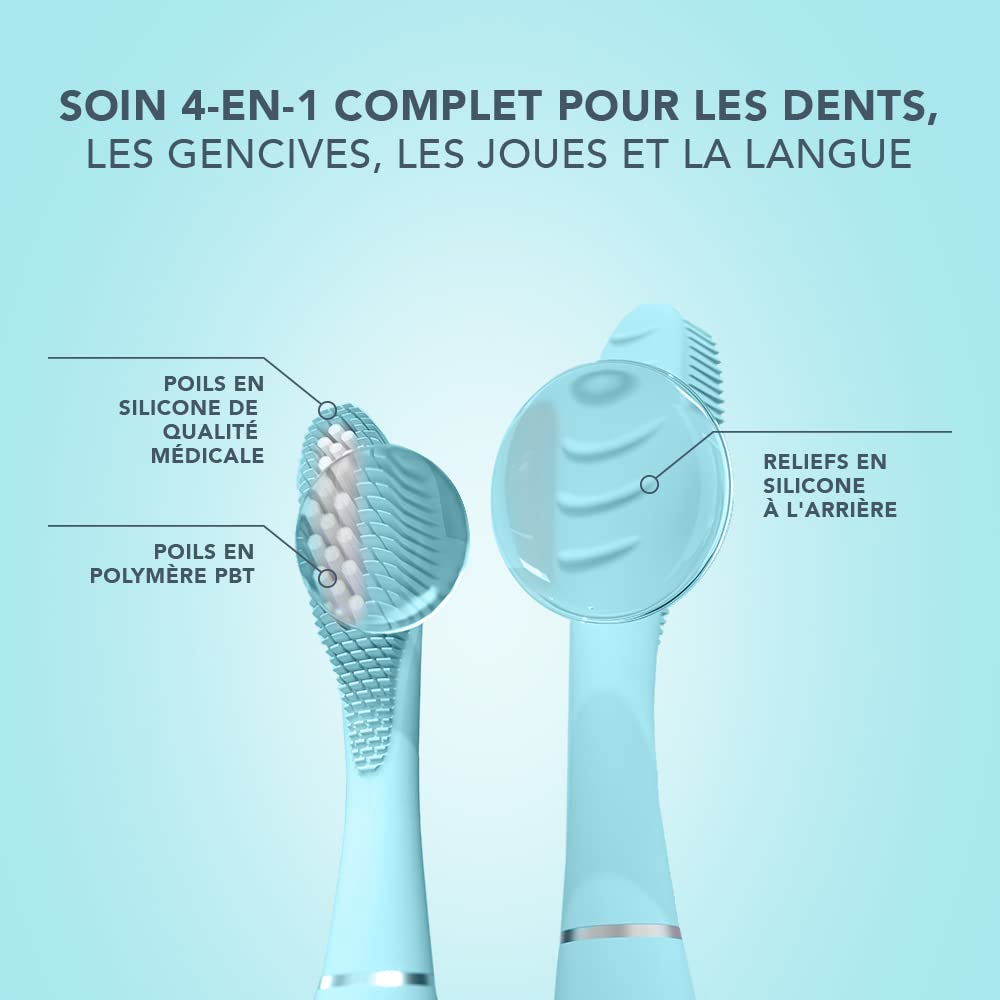 FOREO ISSA 3 la brosse à dents sonique ultra-hygiénique et rechargeable de FOREO poils en silicone et en polymère,tête de brosse d'une durée de 6 mois,16 intensités,365 utilisations par charge,Mint
