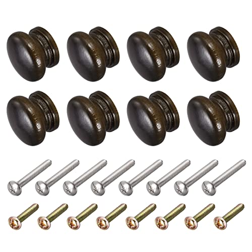 METALLIXITY 丸型木製引き出しつまみ 33x23 mm 8個入り ねじ付き 木製 取っ手 家庭用 家具 たんす 化粧台