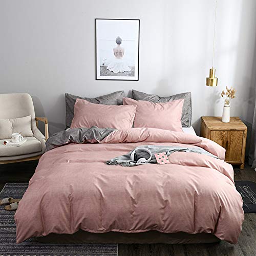 Bebling Bedding Duvet Cover Set - Brushed Microfibre Duvet Cover with 2 Pillowcases Double, Pink