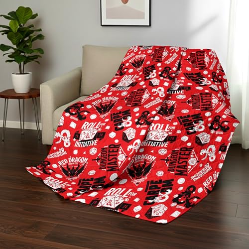Image of Northwest Dungeons & Dragons Roll for Initiative Full /Queen Quilted Blanket, Comfy Throw, Soft Lightweight Bedding for Bed, or Couch, 90 x 90 inches