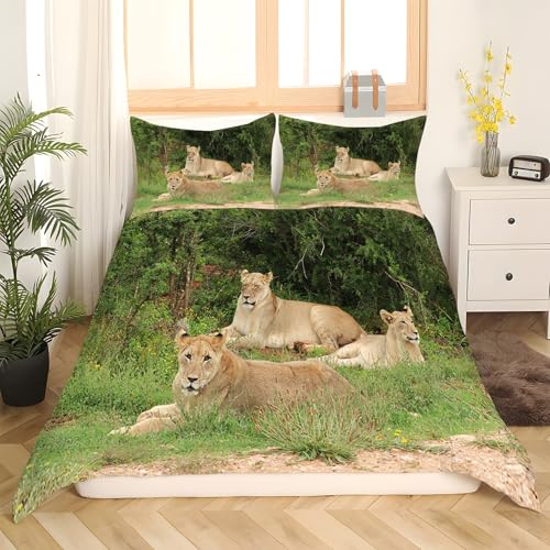 Housse de couette 240x260 lion parure de lit anti-plis facile à laver