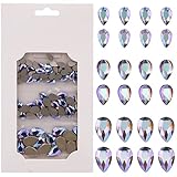 Tisslan 100pcs Flat Back Glass Crystal Iridescent Purple Ab Pear Foiled 3D Nail Rhinestones Decorati