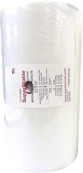 Superpunch Wash Away Stabilizer Ultra Stable H2O "Eau" Gone White FSL 15" x 100 Yard Roll Machine Embroidered Stabilizer Backing for Wash n Gone Wash Away Freestanding Racing Made in USA