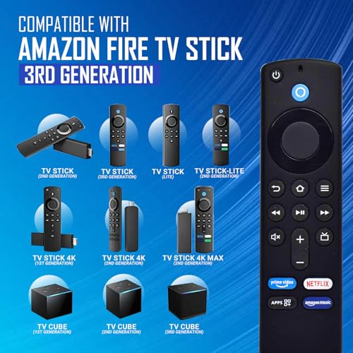 Image of Replacement Remote Control Compatible with Amazon Fire TV Stick 3rd Generation | Alexa Voice Remote with Bluetooth & App Shortcut Keys | Firestick 3rd Gen Replacement Remote