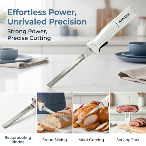 KITLUCK 8V Cordless Electric Carving Knife Set, Fork Inclued by KITLUCK - Used condition - Image 4