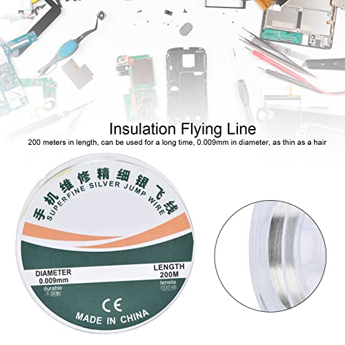 Ultrafeiner Silber-Überbrückungsdraht, Ultrafein, 200 M Länge, 0,009 Mm Durchmesser, Isolierter, Emaillierter Draht, Hochfest, Ultrafeiner, Ultrafeiner Silber-Überbrückungsdraht Für Die Reparatur von