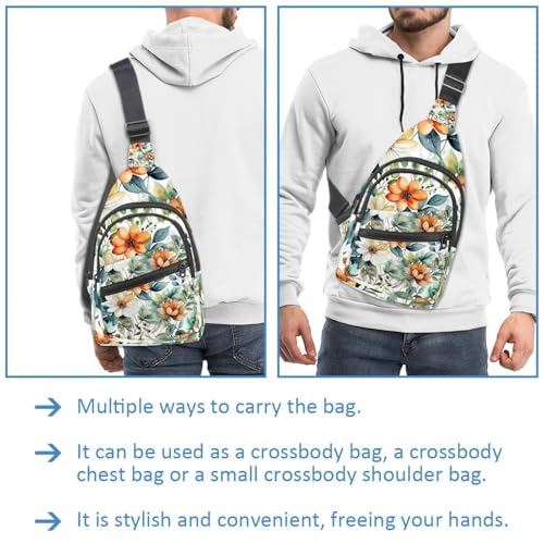 Mochila cruzada Multicolor 14 con estampado botánico de hojas verdes 2