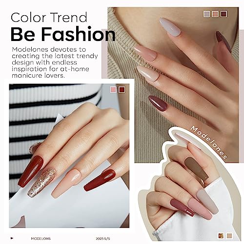 Image of DUDUSTRONG Bolt Bee Gel Glossy Finish Nail Polish Kit Gel Nail Polish Set, 6 Colors Brown Dark Red Gel Polish Kit Glitter Champagne Gold Nude For Women (A1 Holiday Set (107+06+101+62+08+65)), 90 Ml