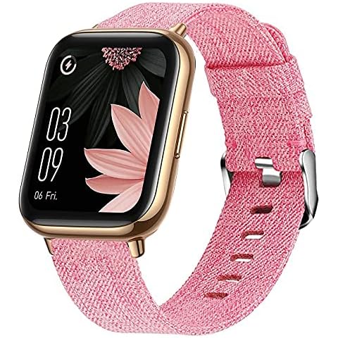 Compatible for AGPTEK Smartwatch Band, Nylon Replacement Strap for AGPTEK 1.69"(43mm) Smartwatch/MuGo 1.69" Smartwatch/Rinsmola 1.69" Smart Watch/Motast 1.69" Smartwatch (Pink) Cover