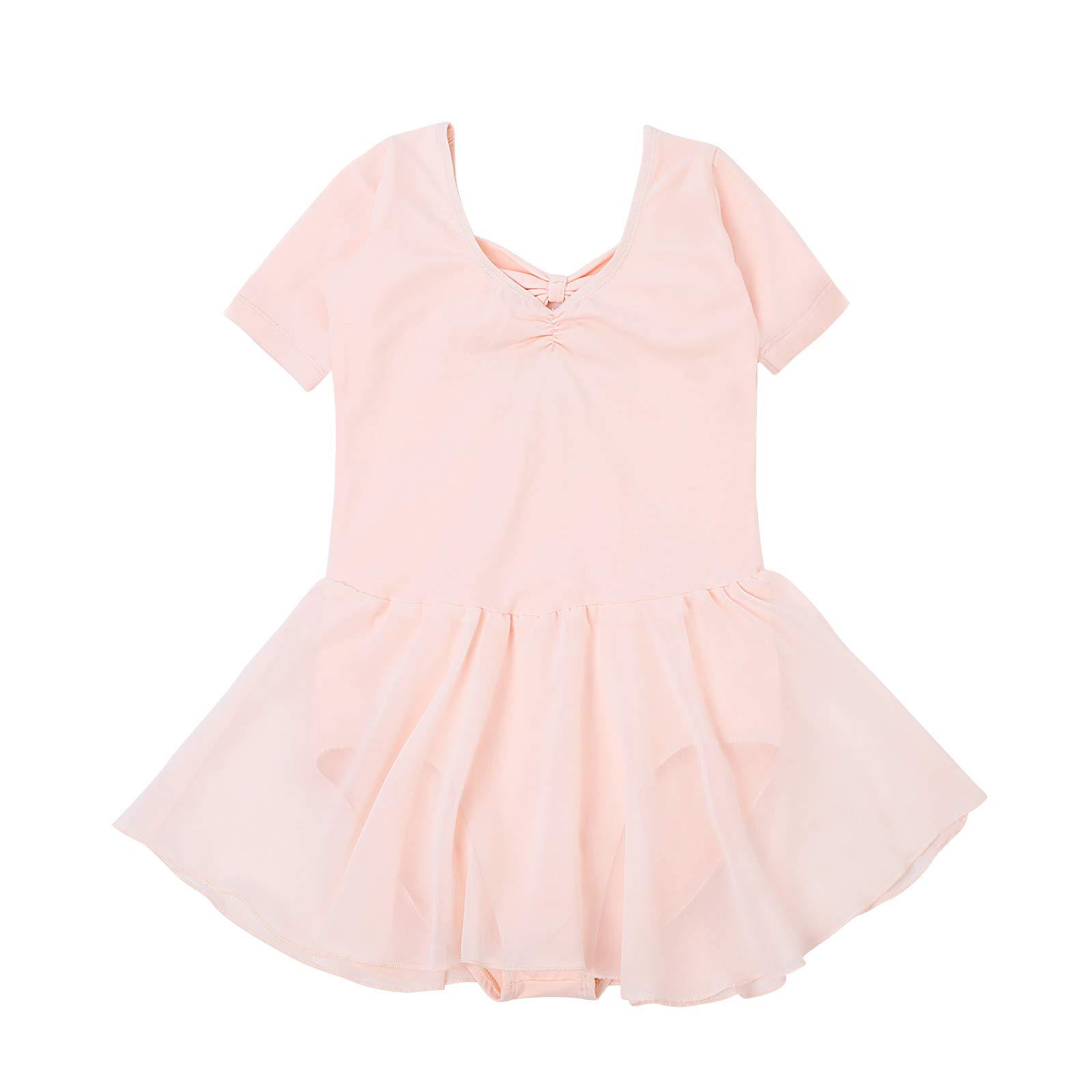 Bezioner Ragazza Balletto Leotard Vestito Danza Tutu Body Ginnastica Manica Corta con Chiffon Gonna