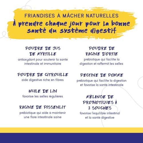 PupGrade Soutien Digestif pour Chiens – Aliment Complémentaire 8 Ingrédients Actifs – Maux Estomac, Diarrhée, Intestins, Soutien Immunitaire – Citrouille, Myrtille, Huile Lin – 30 Friandises Molles – Image 5