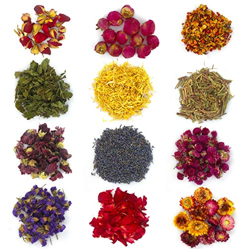 image for N/H Dried Flowers, 12 Pack Dried Flower Herbs Kit for Soap Making Scen