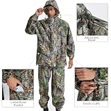 LOOGU Camo Rain Suit, Rain Gear for Men Waterproof, Lightweight Rain Coat, Breathable Mens Rain Jackets Hood