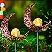 YUNLIGHTS Solar Garden Lights Outdoor, 2 Pack Moon Crackle Glass Globe Solar Stake Lights, IP64 Waterproof LED Solar Powered Garden Lights for Garden Patio Lawn Backyard Pathway Decoration(Warm White)