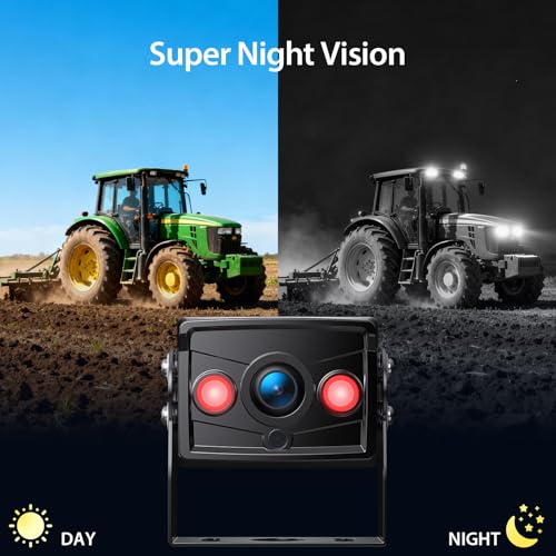 Image of ZEROXCLUB 4 Wired Backup Camera System, 10 inch 1080P Monitor IP69K Waterproof Vibration-Proof 10G Rear Side View Camera, Quad Split Screen for Tractor, Truck, Trailer, Combine, Heavy Equipment, BH104