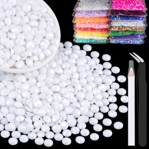 5000pcs 3mm Resin Rhinestones Bulk White Flatback Round Jelly Rhinestones Bedazzling Non Hotfix Crystal Gems Large Quantity Wholesale for DIY Crafts Clothes Bottles Tumblers Face Makeup Manicure