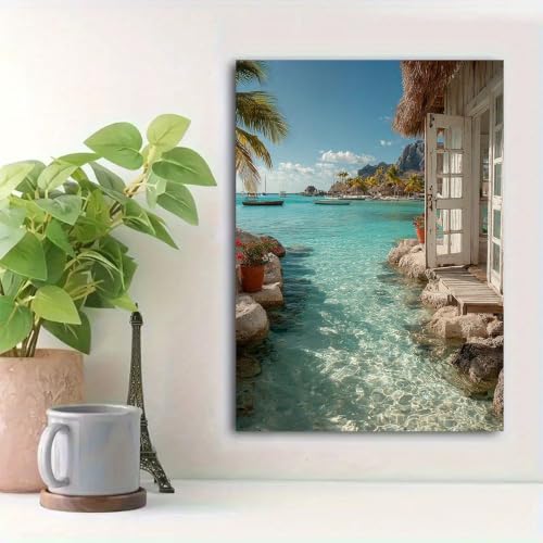 Décoration murale plage et côte rocheuse | Affiche toile 70x90cm