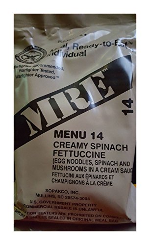 andrews corner mre meals survival food 2019 us military meals ready to eat meal prepper food creamy spinach fettuccine - meal 14