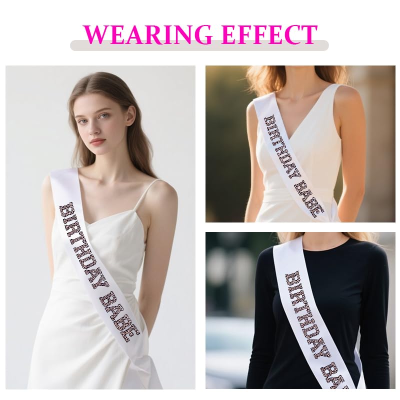 Leopard Happy Birthday Sash for Women 21st 70th 60th Birthday Gifts for Her Women Leopard Print Birthday Babe Sash for Wife Girlfriend Friend Birthday Gift for Woman Animal Print Bday Party Decor2