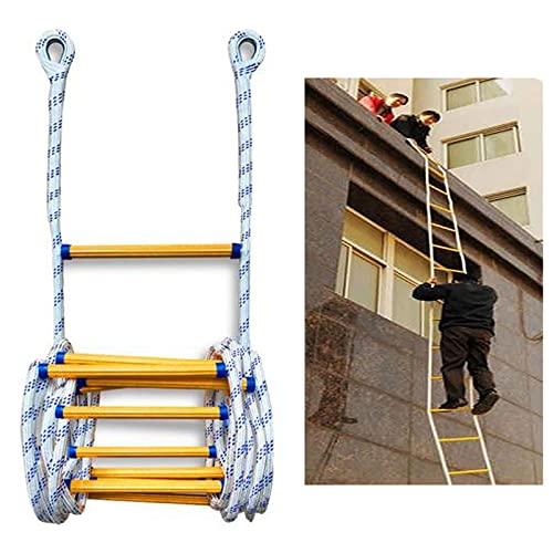shengyi Escape Rope Ladder With Carabiners Flame Resistant Fire For Kids And Adults Fast To Deploy Non-Slip Safety Rope Soft Ladder Escape From Window And Balcony (Size : 5m)