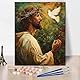 TISHIRON Jesus Malen nach Zahlen Erwachsene, DIY Weißtaube Öl Leinwand Gemälde Set, Religion Malen nach Zahlen Malerei Heimwerk Kit Wanddekoration Ölgemälde für Anfänger 40x50 cm
