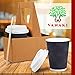VANAKI 85 Sets - 12 Oz Disposable Paper Coffee Cups with Lids + Wooden Stirrers + 5 [BONUS] Carriers - Triple Layer Insulated Togo Hot Cups - Leak Proof Reusable Paper Cup and Lid - Fully Recyclable