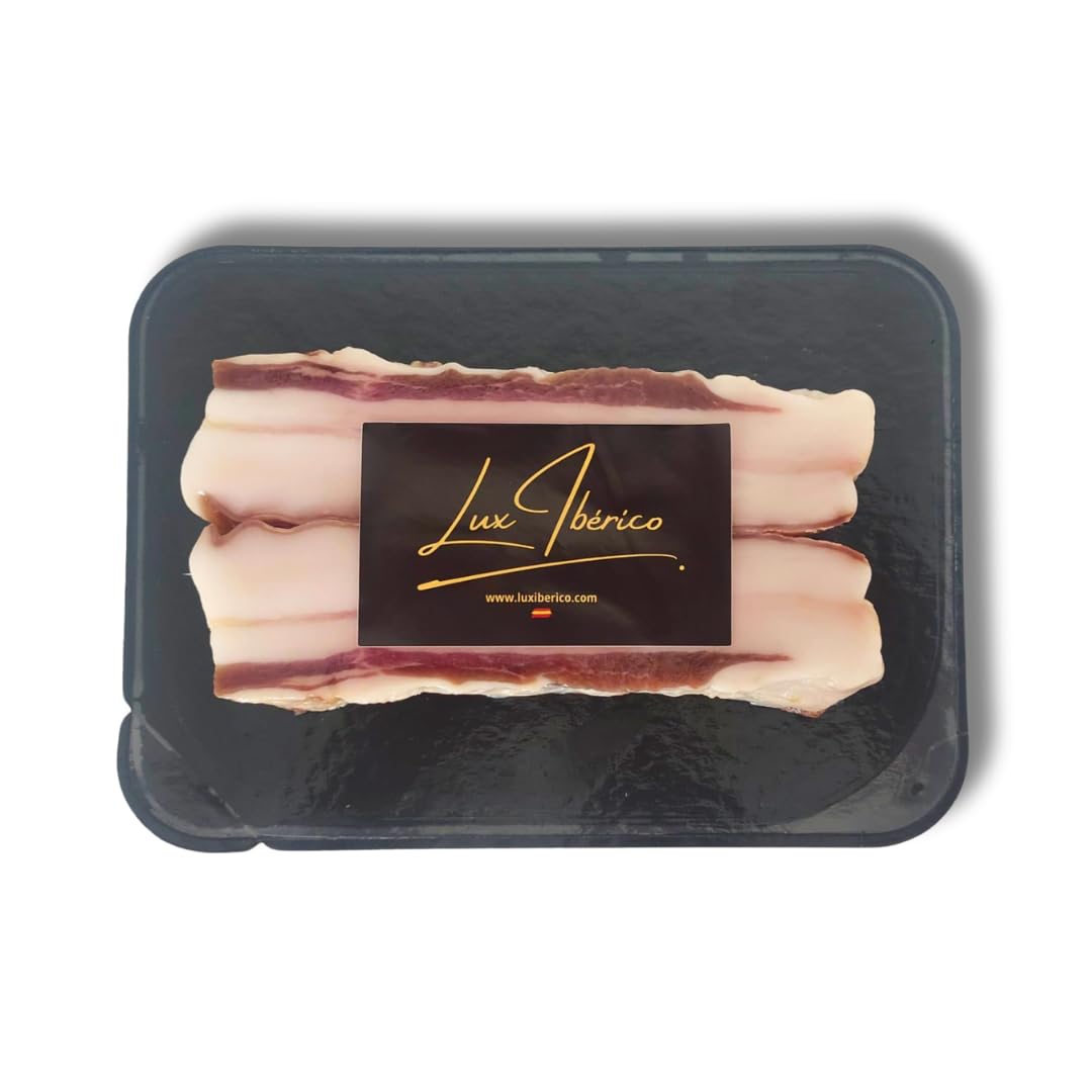 LUX IBÉRICO | Panceta Curada Ibérica de Cebo de Campo 500g | Panceta Salada Extremeña | Envasada al Vacío | Cerdos Criados en Libertad (1 PIEZA, 500, gramo)