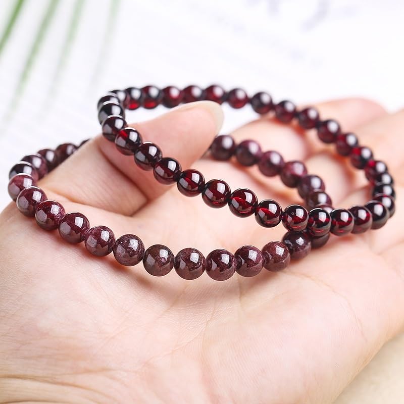 6mm 8mm 10mm 12mm Naturalne ciemne granatowe bransoletki z koralików dla mężczyzn i kobiet (Size : 10mm, Color : 5A Garnet)