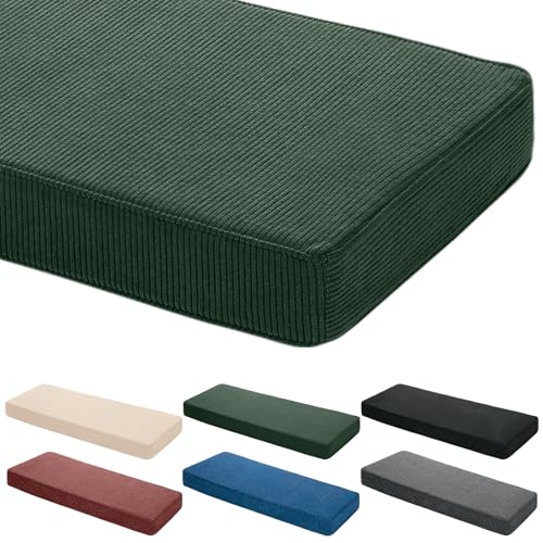 Wenqik Corduroy Indoor Bench Cushion 42x16 Furniture Loveseat Patio Swing Piano Wicker Couch Window Seat Pad Thickened Memory Sponge Back Cushion Farmhouse Boho Textured Home Decorative (Green)