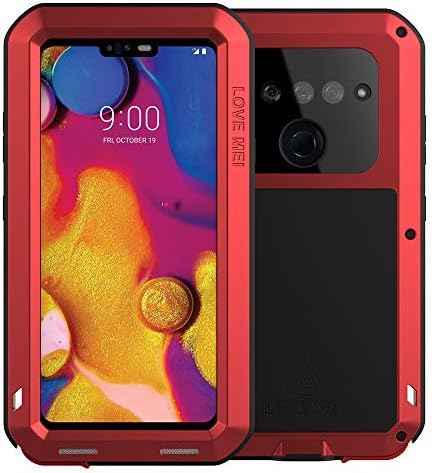 Feitenn Case for LG V40 ThinQ, Heavy Duty Case Armor Aluminum Alloy Metal Cover Bumper Soft Rubber Military Shockproof Outdoor Hard Defender Men Gift for LG V40/V40 ThinQ - Red