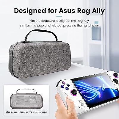 sarlar Rog Ally Carrying Case Compitable with ASUS ROG Ally Gaming Handheld and Accessories, Large Space Hard Shell Case Fit AC Adapter and Power Bank for Travel and Storage