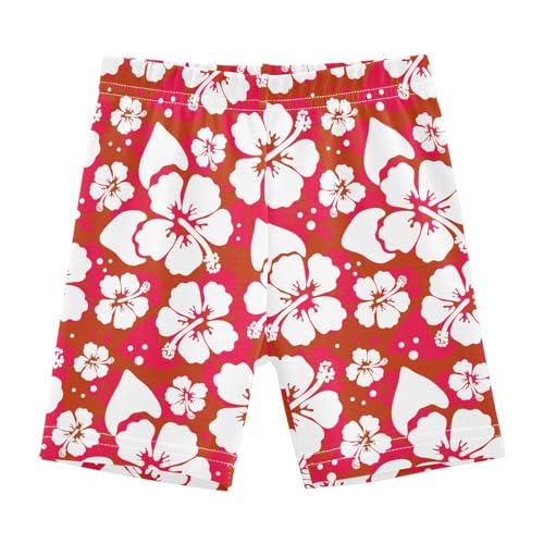 JHKKU Girls Hibiscus Red Shorts Cotton Cartwheel Bike Kids Biker Under Dress Dance Short Girl Clothes 4T