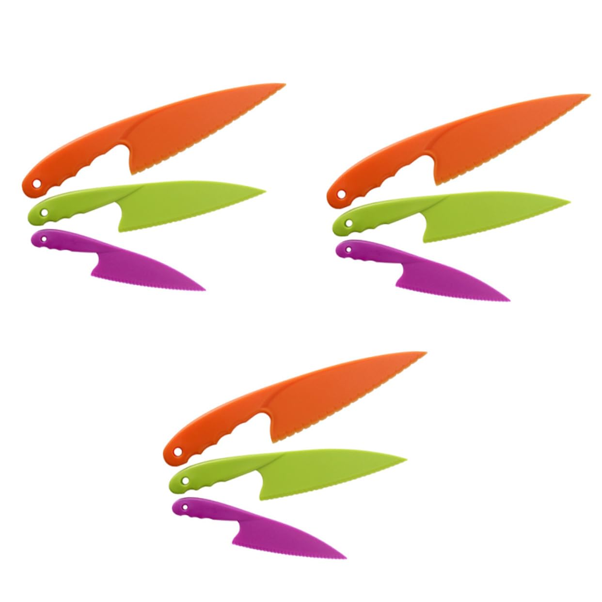 PRETYZOOM 3sets Boys and Girls Safe Plastic Knives Lightweight Kitchen Cutting Tools for Cake Fruit and Pastries Random