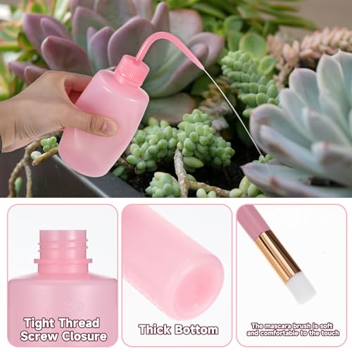Prasacco 4-Piece Eyelash Cleaning Kit with Shampoo Brush and Wash Bottle for Extensions, Pink, White - Image 3