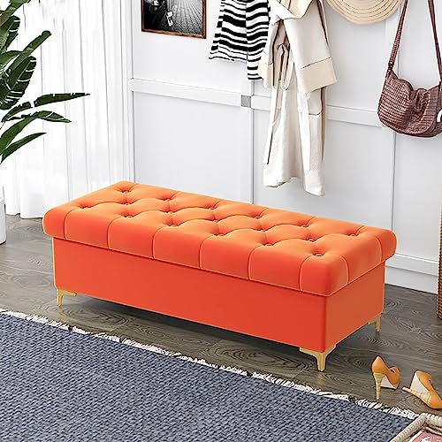 Banco otomano tapizado moderno, elegante baúl de almacenamiento para dormitorio, sala de estar y entrada, 100 cm de largo, elegante solución de asiento de cama