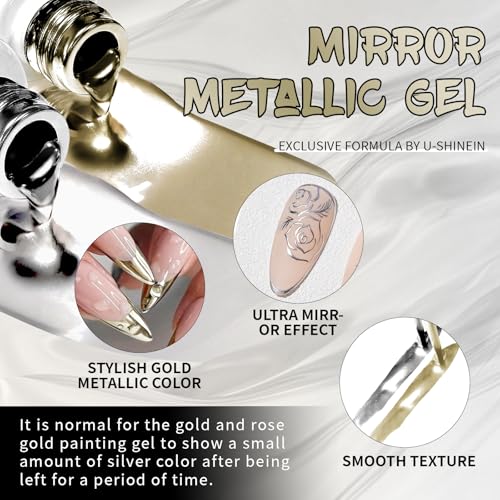 Gel esmalte metálico super brillante plata y bronce 2x12ml miniatura 3