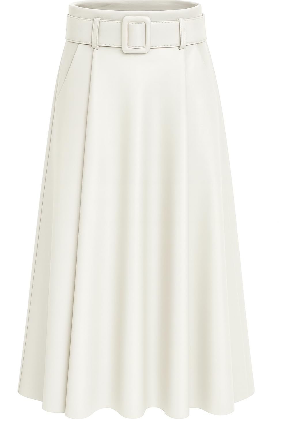 Mississhop Donna A-line Gonna con cintura - ecopelle