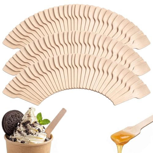 Bekith 400 Pack Mini Wooden Spoons 7cm/2.75 Disposable Ice Cream Spoon for Crafts Organic Sugar Scrubs Tasting and Sampling