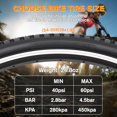 2-Pack Mountain Bike Tires Set, 26×1.95 Inch Folding